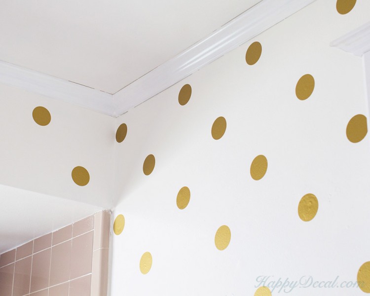 Gold Polka Dots Wall Decal For Nursery And Home - Polka Dot Wall Stickers Gold