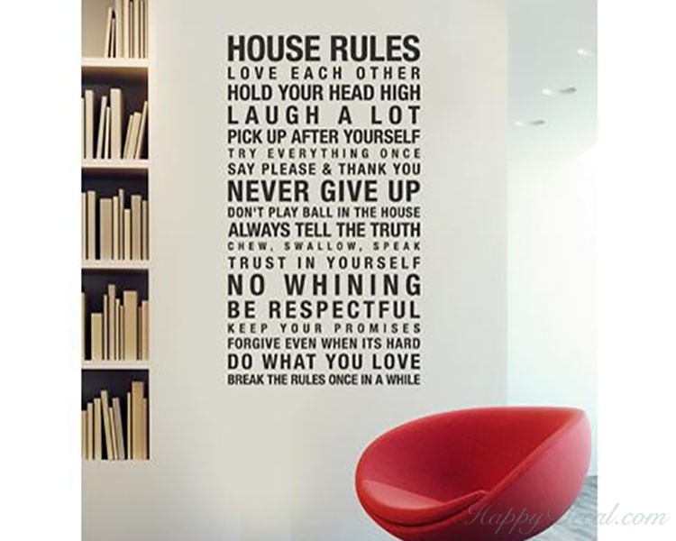 Wandaufkleber „In This House“ – Family Rules Zitat In Schwarz, 55,9 X 45,7 Cm, Einfach Anzubringen & Zu Entfernen