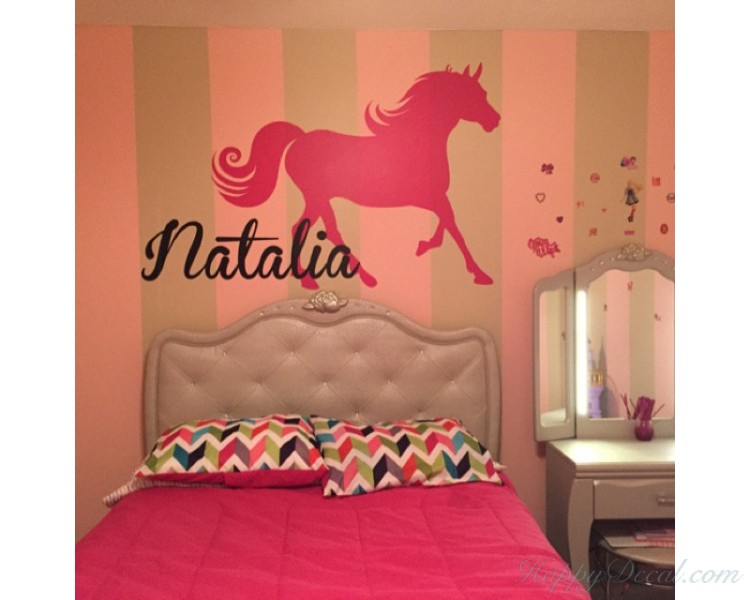 Extra Large Horse with Custom Name Bedroom Wall Sticker 4 DESIGNS Pony 
