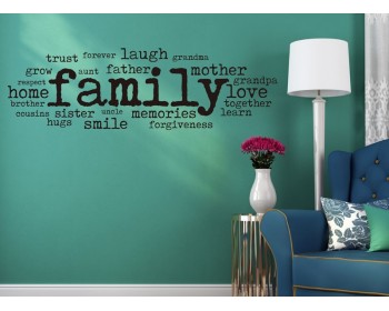 Autocollant Mural Citation Déco - Vinyle Lettrage "In Our Home Family Love", Modèle F70