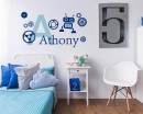 Robot with Boys Name Custom Decal - Personalized  Boy Name Monogram 