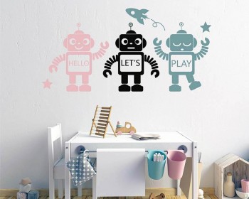 Three Robots with Quote Nursery Wall Decal