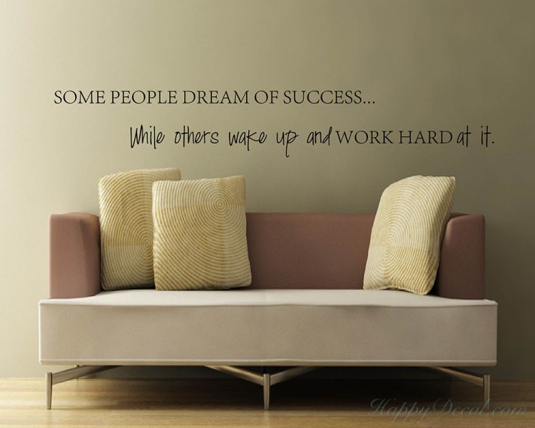 Inspirational Wall Quote Decals Kids Motivational Wall Words Stickers Some People Dream of Success While Others Wake Up and Work Hard at It Positive Saying Wall Decor for Playroom Classroom