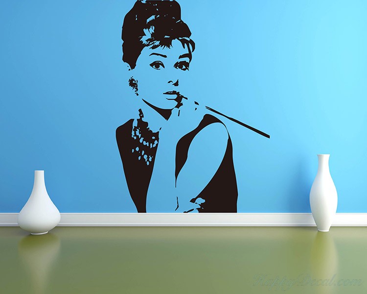 Audrey Hepburn Vinyl Decals Silhouette Modern Wall Art Sticker