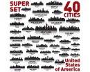 City of USA Vinyl Decals Silhouette Modern Wall Art Sticker