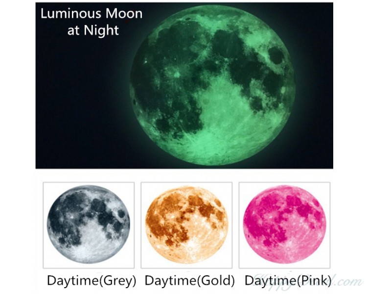 Full Moon Sticker, Glow in the Dark Moon Decal, Lunar Wall Sticker