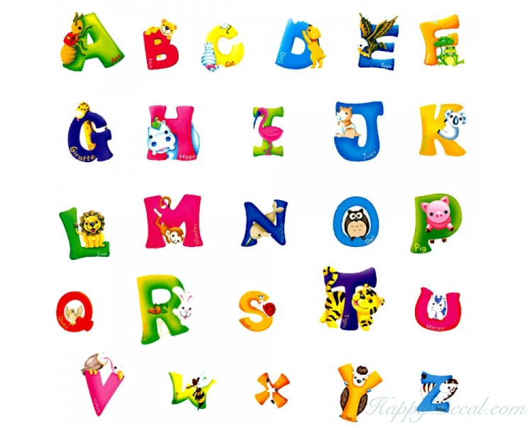 Alphabet Sticker Learning To Read With Animals Letters Wall Stickers ...
