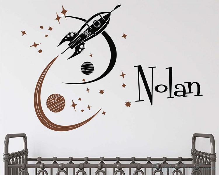 Rocket ship with custom name Wall Decal