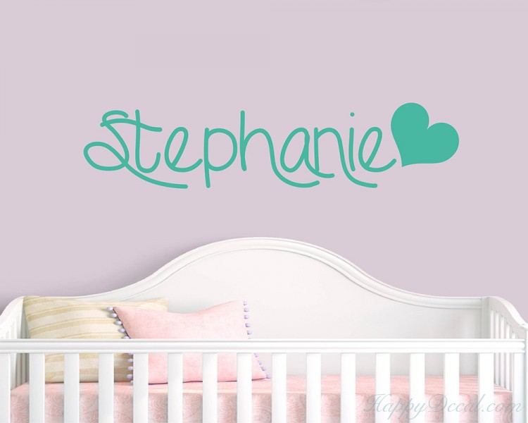 Heart Cute Customized Name Vinyl Decal Nursery Sticker