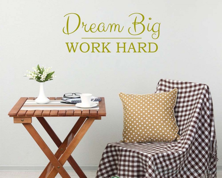 Dream Big Work Hard Quotes Wall Decal Motivational Vinyl Art Stickers
