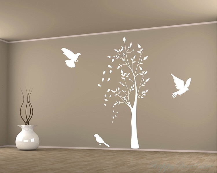 Tree with Birds Wall Decal Vinyl Tree Art Stickers