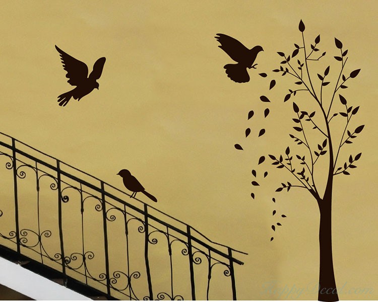 Tree with Birds Wall Decal Vinyl Tree Art Stickers