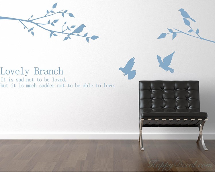 Love Branch with Birds Wall Decal Vinyl Tree Art Stickers
