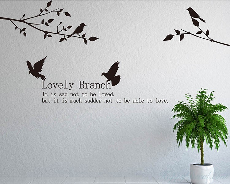 Love Branch with Birds Wall Decal Vinyl Tree Art Stickers