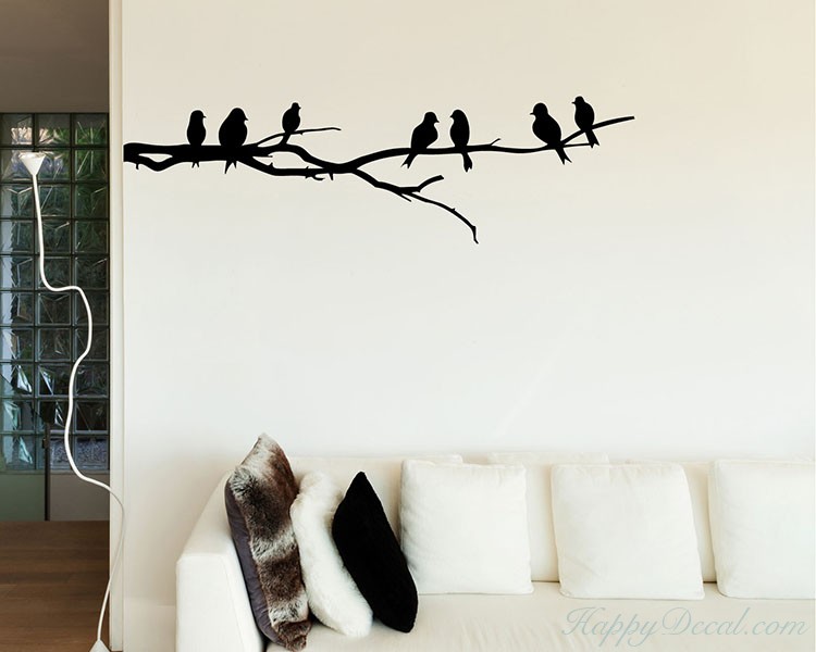 Branch Wall Decal with Birds Vinyl Tree Art Stickers