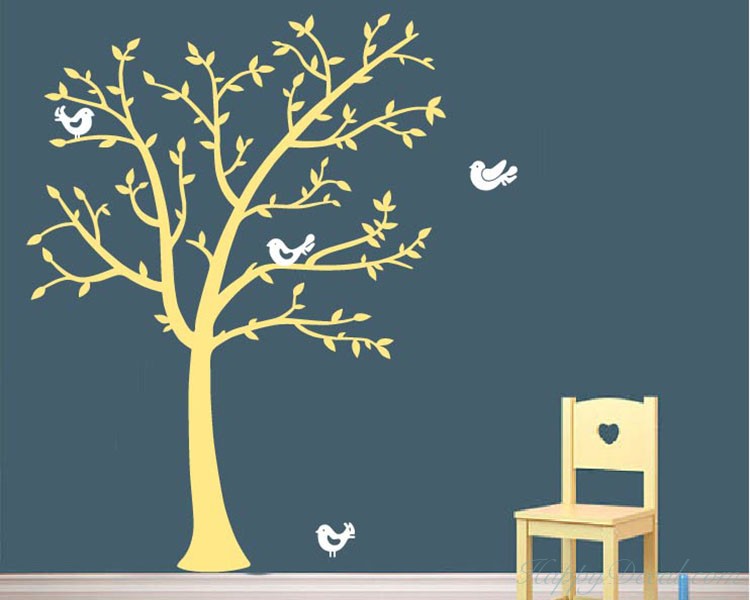 Tree and Lovely Birds Wall Decal Nursery Vinyl Tree Art Stickers