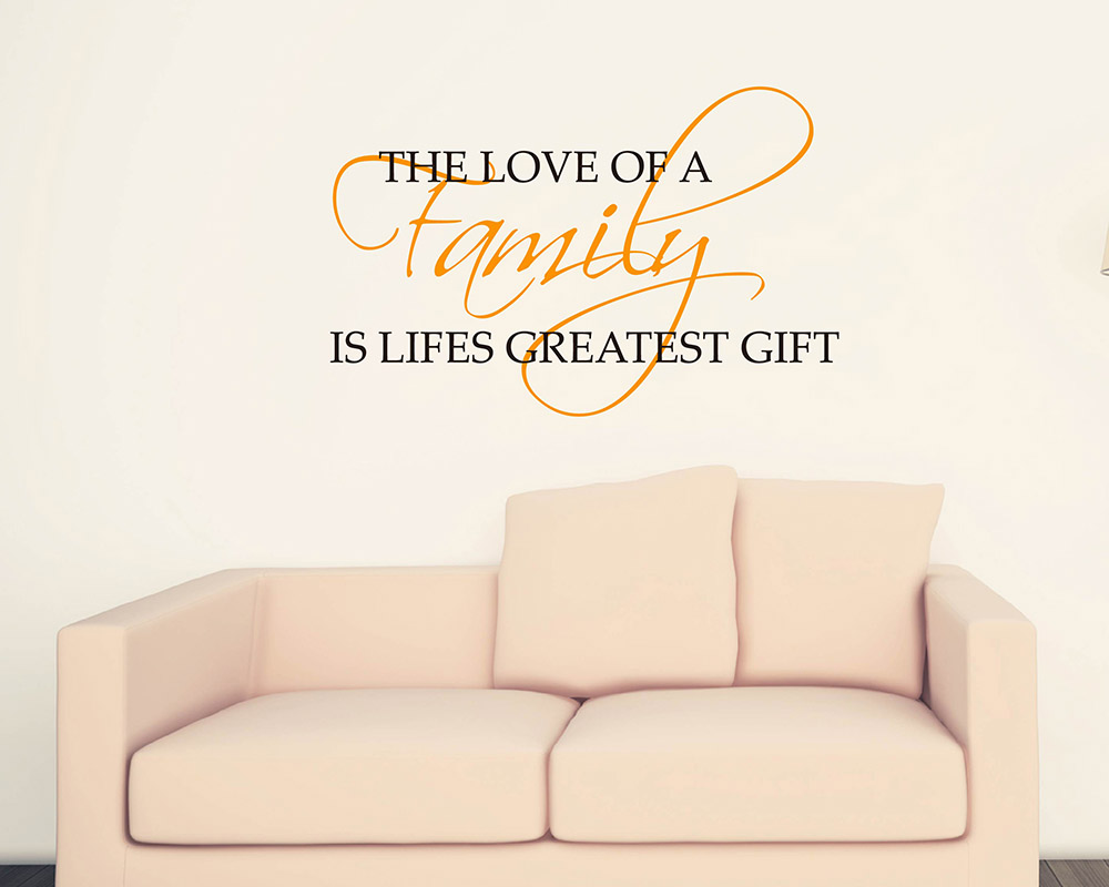 Family Love Vinyl Wall Decal Quote Sticker – Art Deco Home Decor (UK Made)