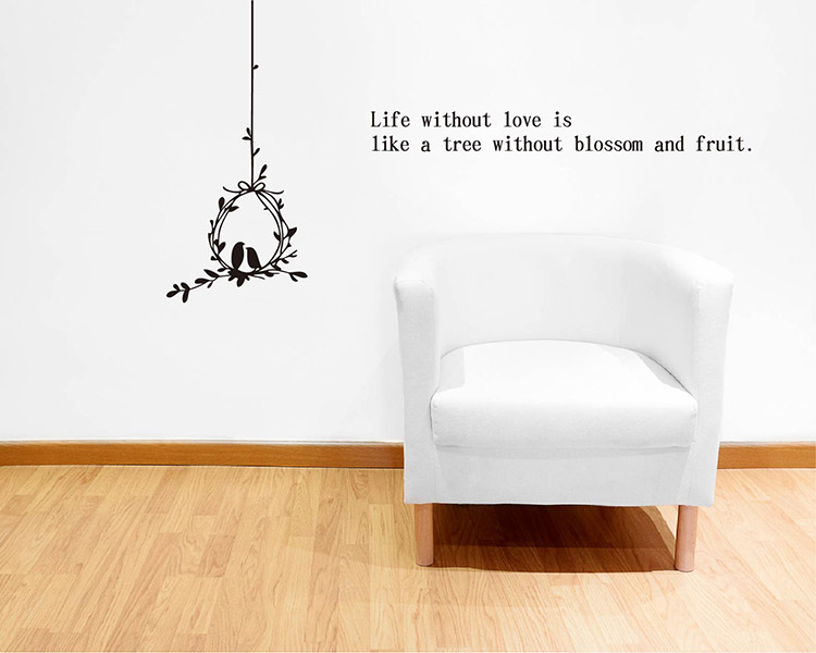 Loving Birds Cage with Quotes Wall Decal Vinyl Tree Art Stickers